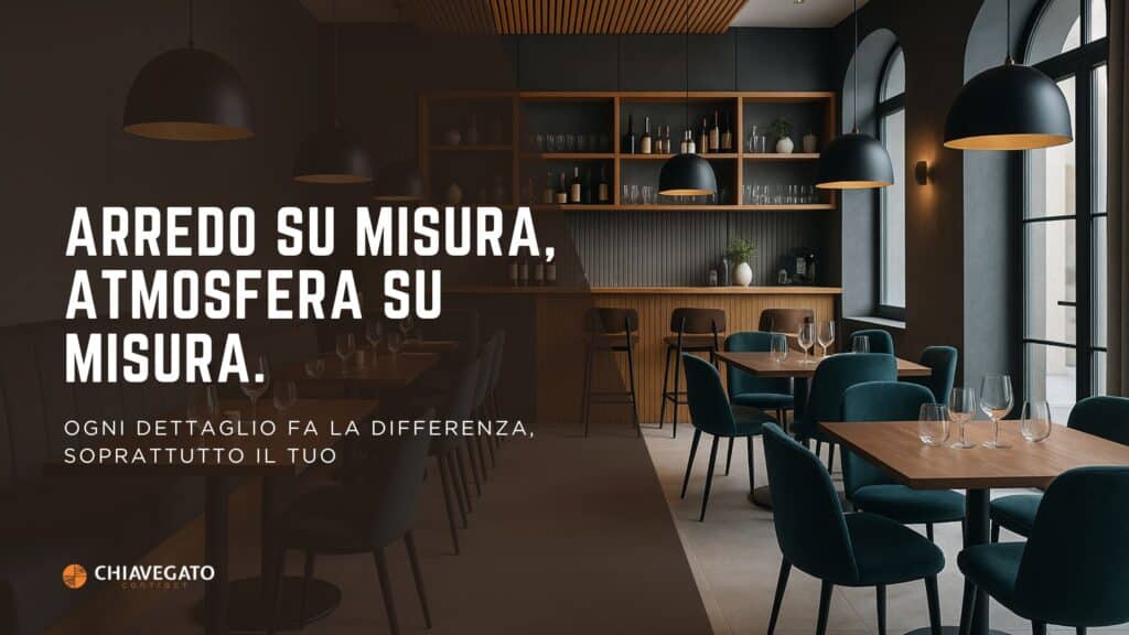 Immagine di copertina di un bistrot elegante con arredo su misura: sedute in velluto, tavoli in legno, luci moderne e atmosfera sofisticata