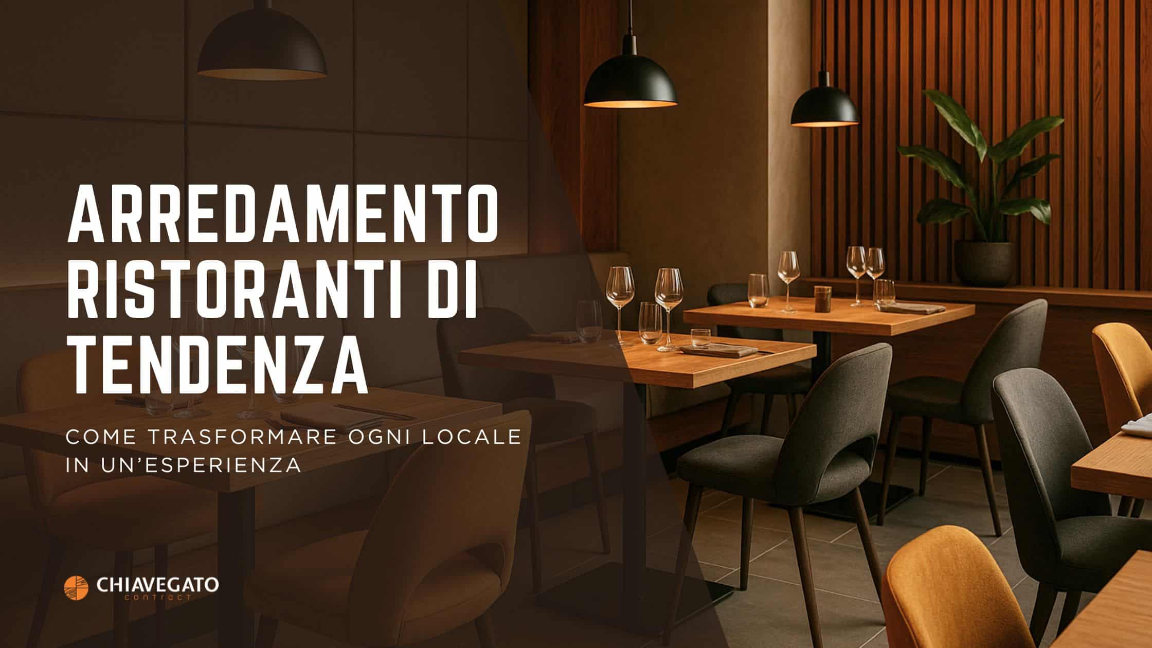Arredamento ristoranti su misura con tavoli in legno, sedute imbottite e luci soffuse in un ambiente elegante e accogliente
